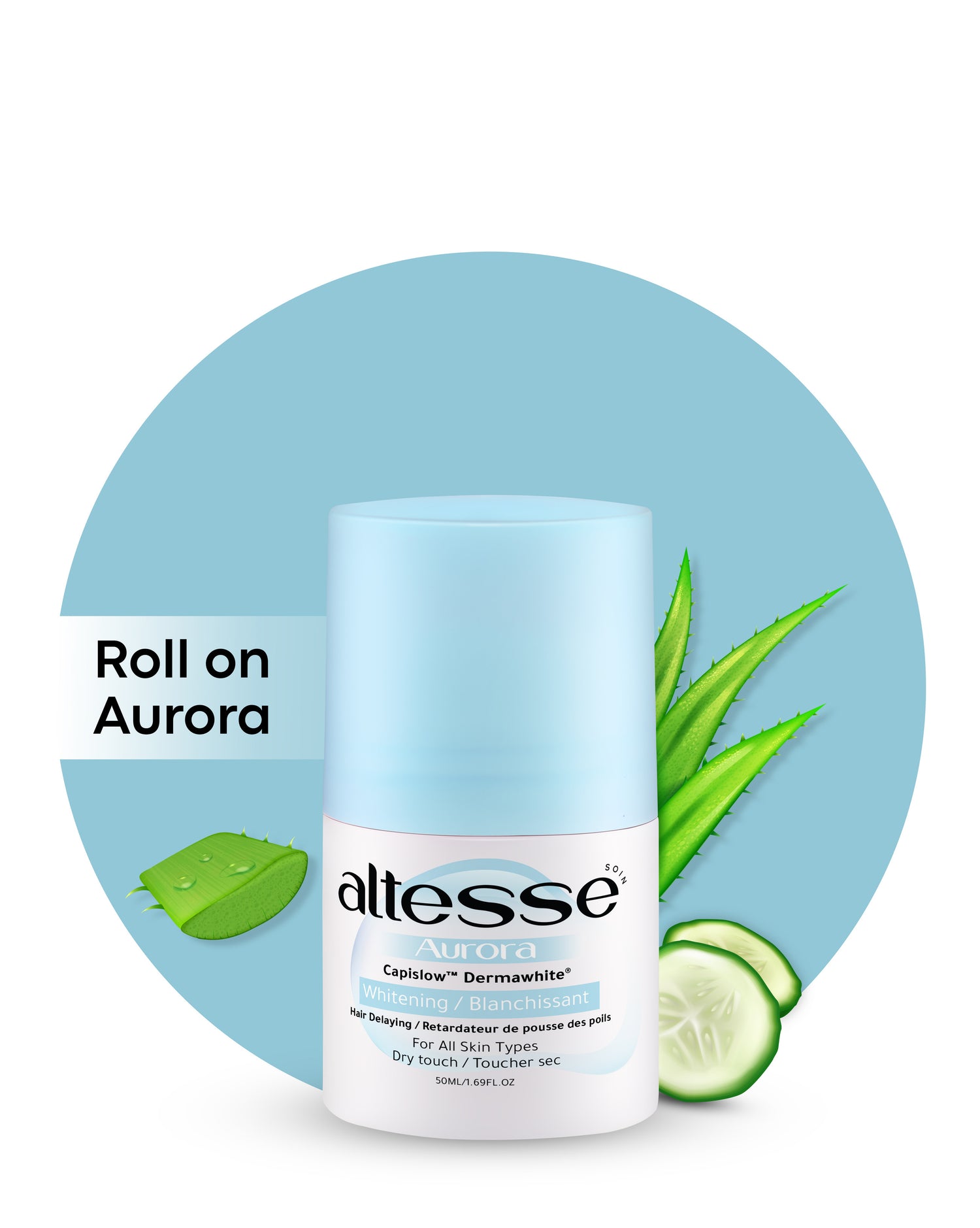 Altesse Soin Whitening and Hair Delaying Roll-On Deodorant Aurora 50Ml (Aloe vera and Cucumber scent)