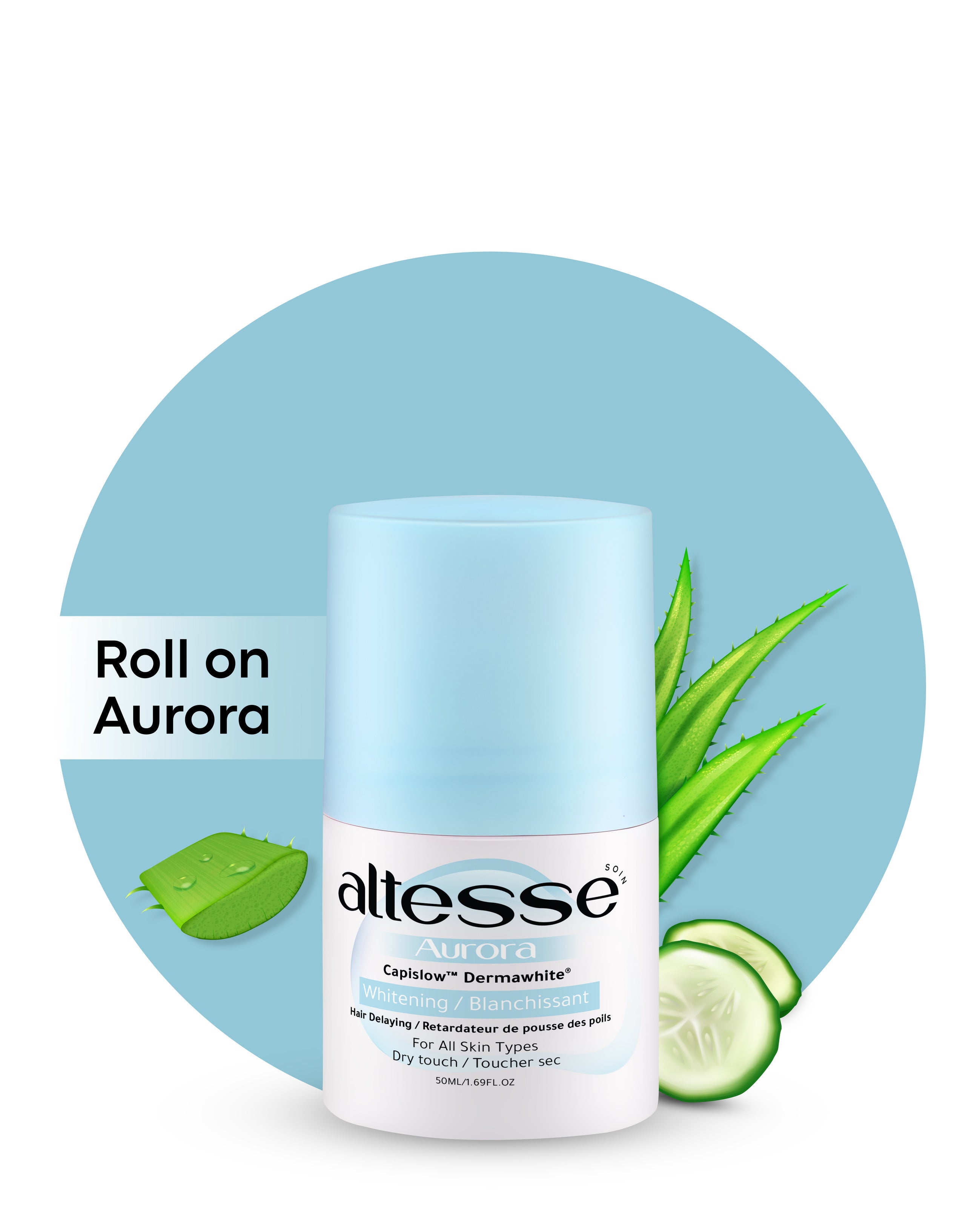 Altesse Soin Whitening and Hair Delaying Roll-On Deodorant Aurora 50Ml (Aloe vera and Cucumber scent)