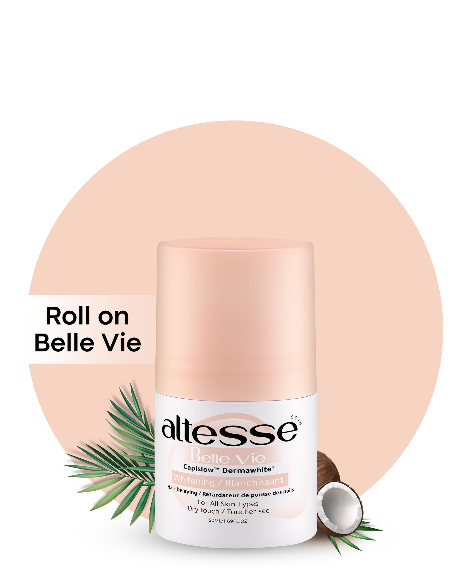 Altesse Soin Whitening and Hair Delaying Roll-On Deodorant Belle vie 50Ml (Coconut and Oud scent)