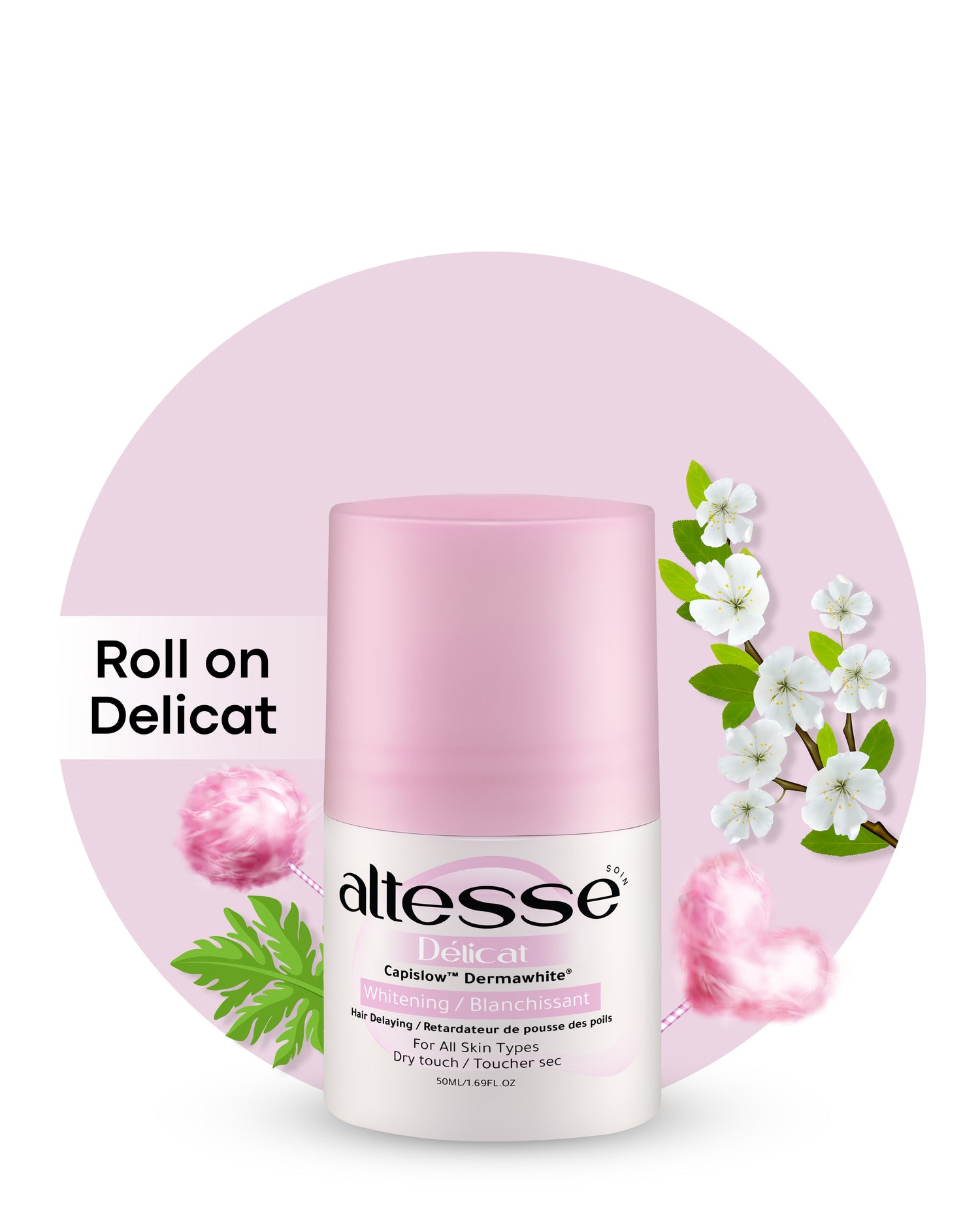 Altesse Soin Whitening and Hair Delaying Roll-On Deodorant Délicat 50Ml (Candy Scent)